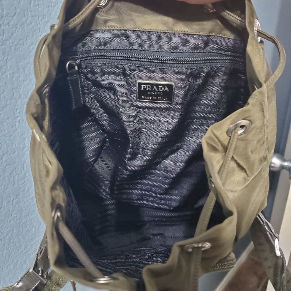 Prada Olive Brown Nylon Drawstring Backpack - image 5